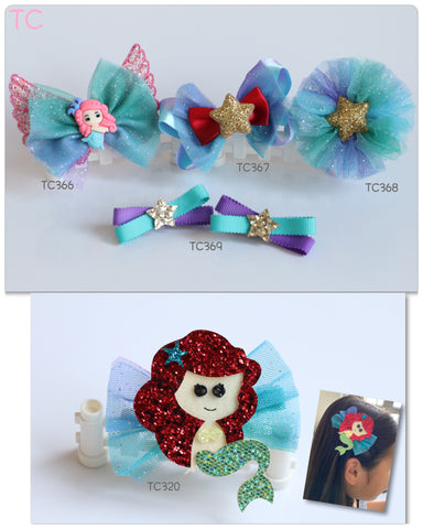 Mermaid Ariel Hair Clips (TC366-TC369)