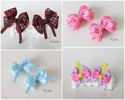 Colorful Pair Bows Hair Clips (TC40-TC43)