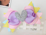 Glitter Heart and Colorful Big Bow Hair Clips (TC74-TC75)