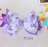 Pink and Purple Big Bow with Heart Ribbon Hair Clips (TC81-TC83)