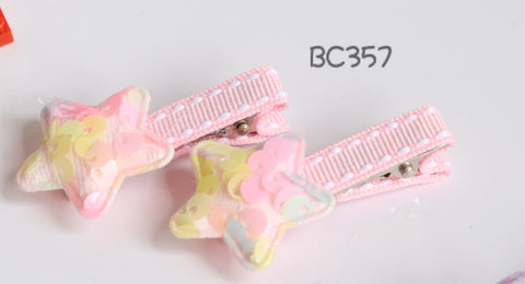 粉色和紫色星星婴​​儿发夹 (BC357-BC358)