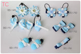 School Hair Accessories, Navy/ Light Blue/ White (BS1149-BS1154)