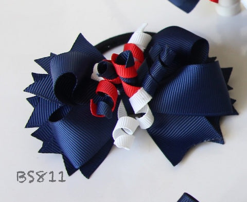 School Hair Accessories, Navy/ Red/ White (BS811-BS815)