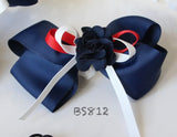 School Hair Accessories, Navy/ Red/ White (BS811-BS815)