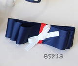 School Hair Accessories, Navy/ Red/ White (BS811-BS815)