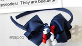 School Hair Accessories, Navy/ Red/ White (BS811-BS815)