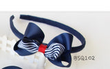 School Hair Accessories, Navy/ Red/ White (BS811-BS815)