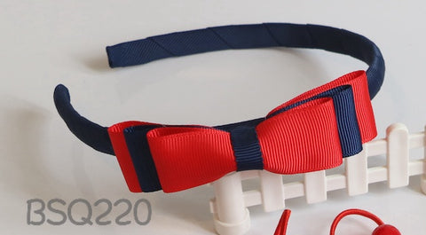 School Hair Accessories, Navy and Red (BS1525-BS1527)