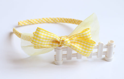 Yellow Gingham Headband (Q181)