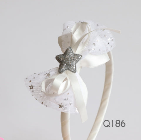 Elegant White and Silver Star Headband (Q186)