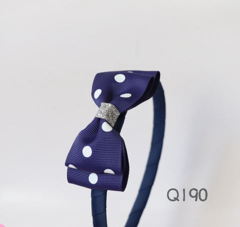 Navy Polka Dot headband (Q190)