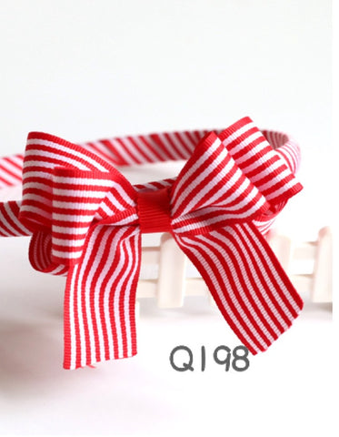 Red Striped Bow Headband (Q198)