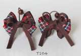 Brown and Red Gingham Hair Ties (T104)