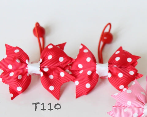 Red Polka-dot Print Hair Ties (T110)