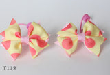 Pink and Yellow Polka-dot Hair Ties (T118)