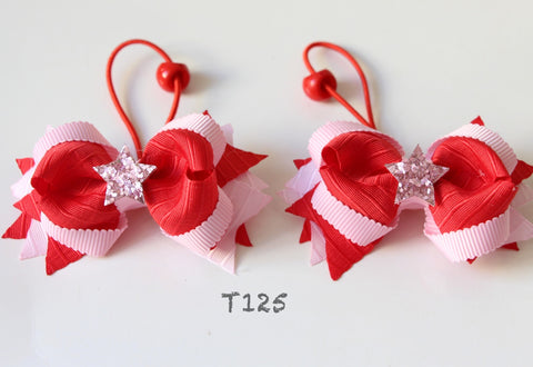 Classic Red Bow Hair Ties (T125)