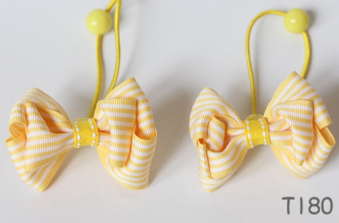 Yellow Striped Bow Hair Ties (T180)