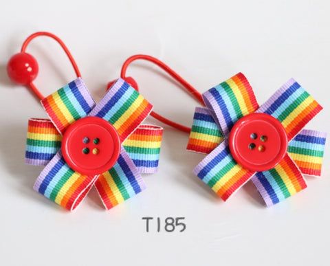 Rainbow Bow Hair Ties (T185)