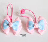 Pink and Light Blue Bow Hair Ties (T189)