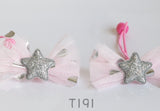 Pink Tulle and Glitter Star Hair Ties (T191)