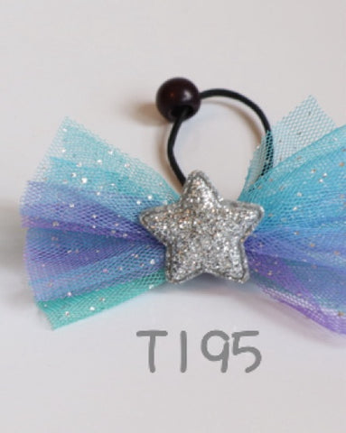 Mermaid Tulle Glitter Star Hair Ties (T195)