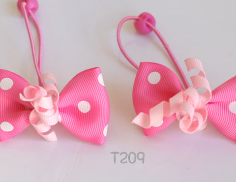 Pink Polka-dot Hair Ties (T209)