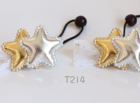 Silver and Gold Star Hair Ties (T214)