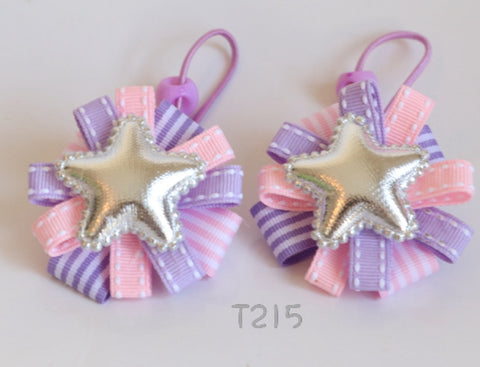 Pink and Purple with Star Hair Ties (T215)