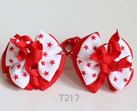 Red and Star-print Hair Ties (T217)