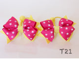 Yellow and Pink Star Bow Hair Ties (T21)