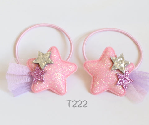 Glitter Pink Hair Ties (T222)