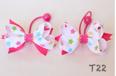 Pink and Star-print Hair Ties (T22)