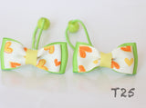 Green Heart-print Hair Ties (T25)