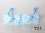 Blue Striped Bow Hair Ties (T26)