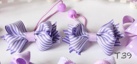 Purple Striped Hair Ties (T39)