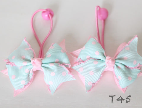 Pink Polka Dot Hair Ties (T45)