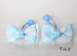 Light Blue Floral-print Hair Ties (T48)