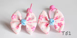 Pink Floral-print Hair Ties (T51)