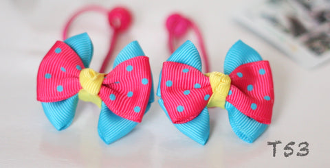 Blue and Pink Polka-dot Hair Ties (T53)