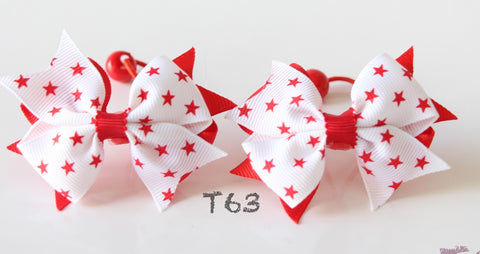 Red and star-print Hair Ties (T63)