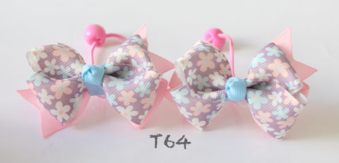 Purple Floral-print Hair Ties (T64)