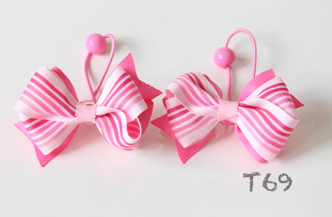 Pink Striped Hair Ties (T69)