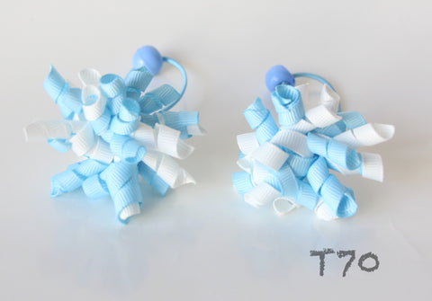 Light Blue and White Korker Hair Ties (T70)