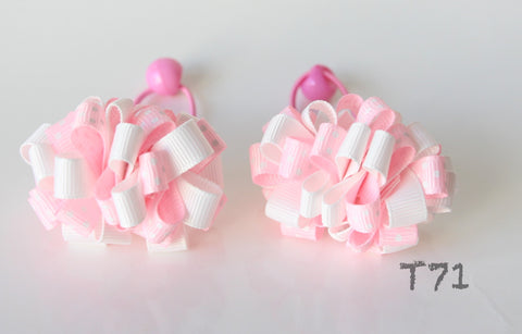 Pink and White Hair Ties (T71)