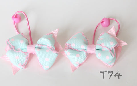 Pink Polka-dot Hair Ties (T74)