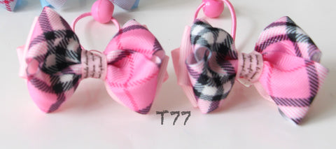 Pink Gingham Hair Ties (T77)