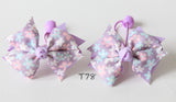 Purple Floral-print Hair Ties (T78)