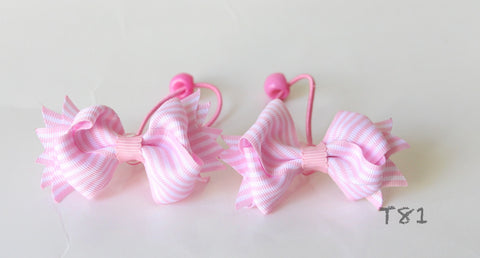 Pink Striped Hair Ties (T81)