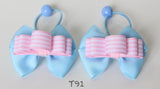 Light Blue and Pink Striped Hair Ties (T91)