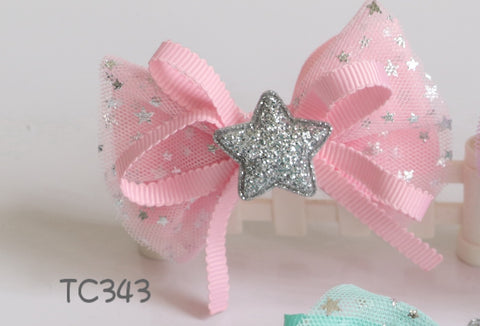 Big Bow Glitter Star Hair Clips (TC343-TC345)